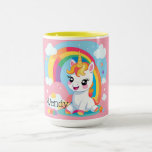 Girl&#39;s Cute Unicorn Rainbow Custom Name Mug at Zazzle