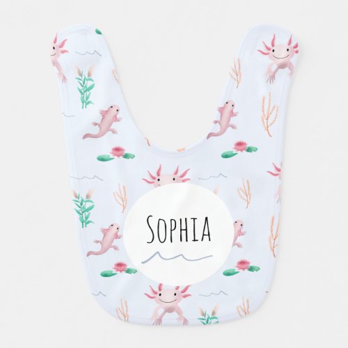 Girls Cute  Unique Pink Axolotl Pattern Baby Bib