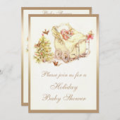 Girls Cute Vintage Christmas Baby Shower Invitation (Front/Back)