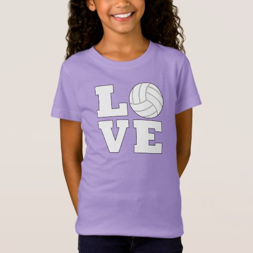 Girls Cute Volleyball LOVE Sports Player T_Shirt