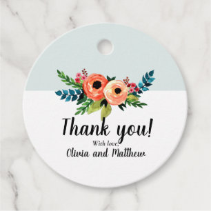 Girls Cute Watercolor Flowers and Baby Shower Favor Tags