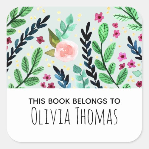 Girls Cute Watercolor Flowers Kids Bookplate