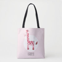 Girl's Cute Watercolor Giraffe Safari Name