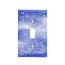 Girls Cute Watercolor Space Galaxy and Name Light Switch Cover