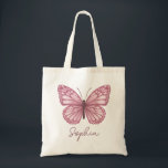 Girls Cute Whimsical Pink Butterfly Kids Tote Bag<br><div class="desc">This cute and whimsical girls tote bag features an adorable pink butterfly cartoon,  with space to add a name in elegant typography. The perfect magical and girly design for any kid or fun-loving adult!</div>