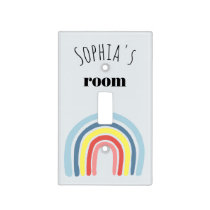 Girls Cute Whimsical Rainbow Cartoon and Name Kids Light Switch Cover