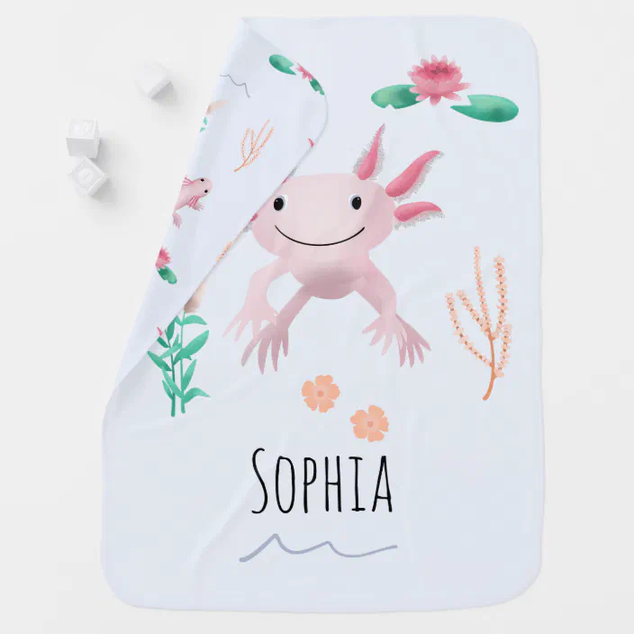 Girls Cute Whimsical River Axolotl Pattern Baby Blanket Zazzle Com