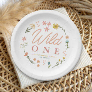 Girls Cute Wild One Wildflower 2nd Birthday Paper Plates