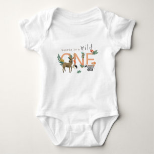 Girls Cute Wild One Woodland 1st Birthday Baby Bodysuit
