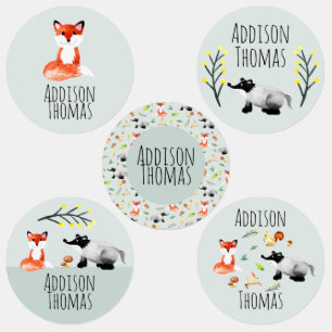 Girls Cute Woodland Forest Animals Name School Kids' Labels