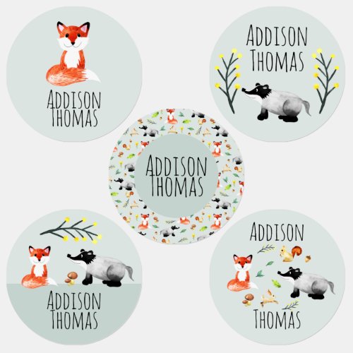 Girls Cute Woodland Forest Animals Name School Kids Labels