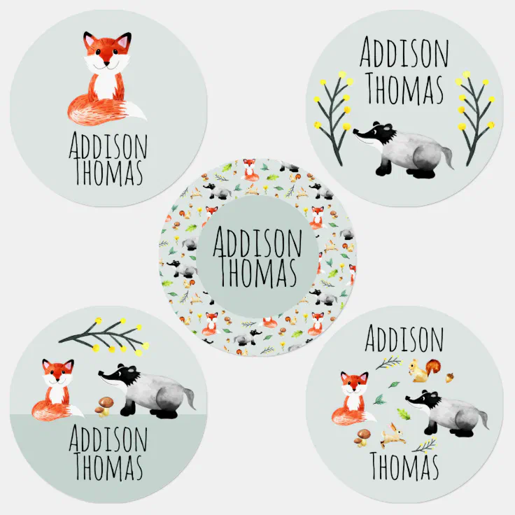 Girls Cute Woodland Forest Animals Name School Kids' Labels | Zazzle Girls Cute Woodland Forest Animals Name School Kids' Labels | Zazzle