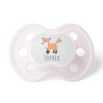 Girls Cute Woodland Forest Fox and Name Pacifier