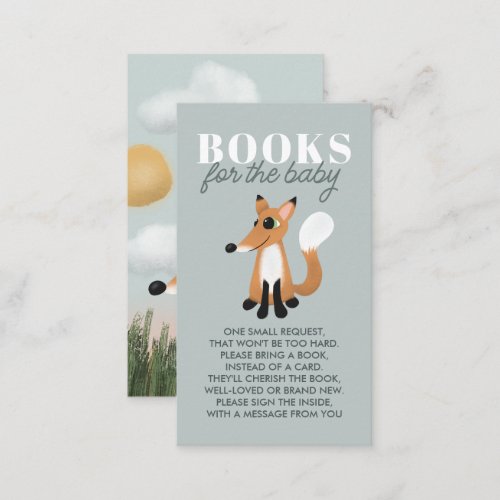 Girls Cute Woodland Fox Books For Baby Enclosure Card