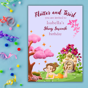 Girls Cute Yellow Fairy Fairytale home Invitation