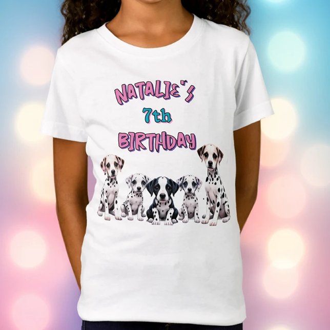 Girl's Dalmatian Puppy Birthday Party T-Shirt (Creator Uploaded)