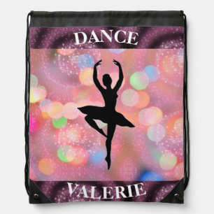 Girls Dance Ballerina Plum Sparkle Color Blast   Drawstring Bag