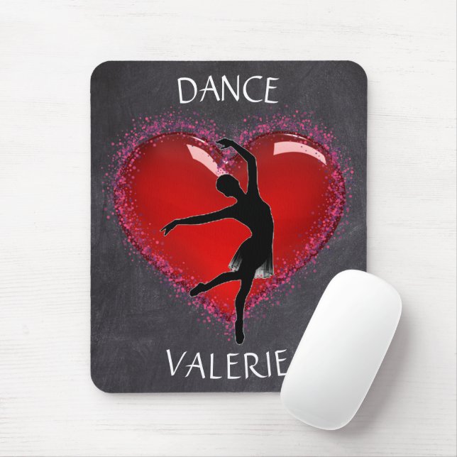Girls Dance Chalkboard Heart w/ Personalized Name  Mouse Pad (With Mouse)