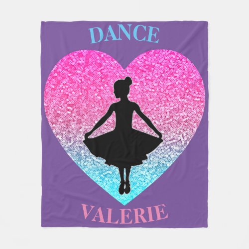 Girls Dance Fleece Blanket w Her Name