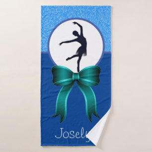 Girls Dance Glitter and Bow Bath Towel
