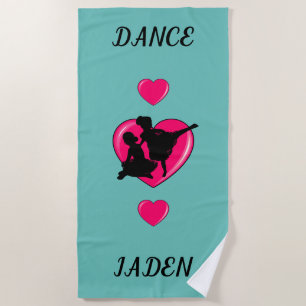Girls Dance & Hearts Beach Towel