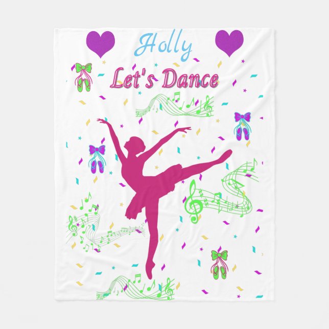 Girls Dance Musical Notes Fleece Blanket (Front)