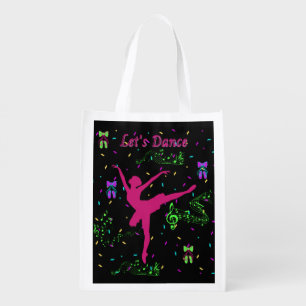 Girls Dance Musical Notes Grocery Bag