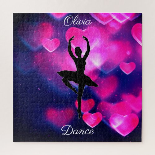 Girls Dance Pink and Purple Floating Hearts   Jigsaw Puzzle
