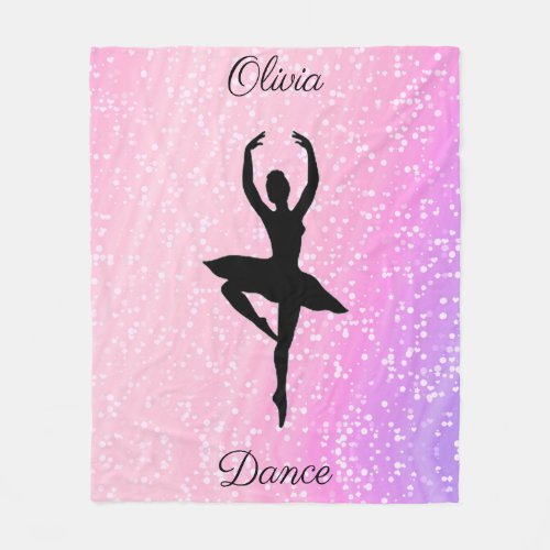 Girls Dance Pink and Purple Hearts and Stars Fleece Blanket