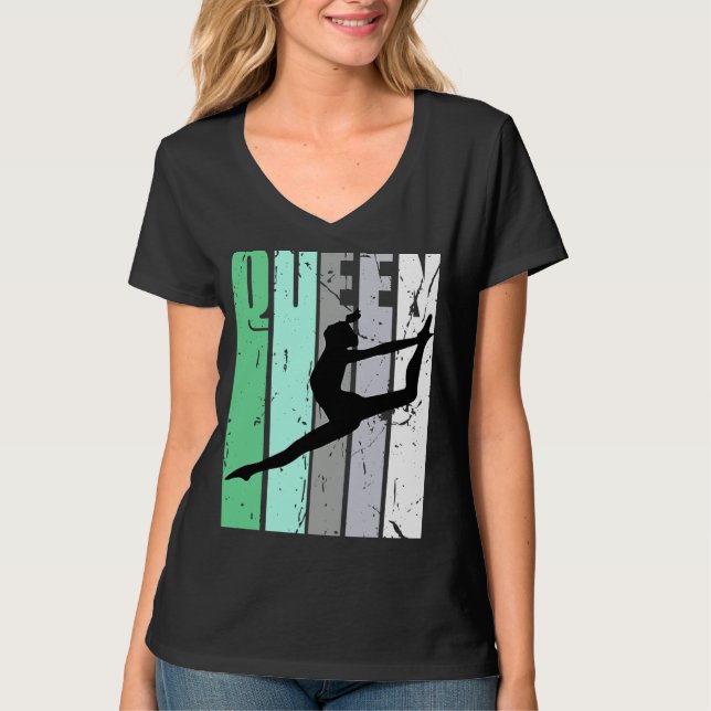 Girls Dance Queen Dance Retro Graphic Motivate T-Shirt (Front)