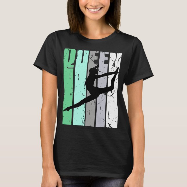 Girls Dance Queen Dance Retro Graphic Motivate T-Shirt (Front)