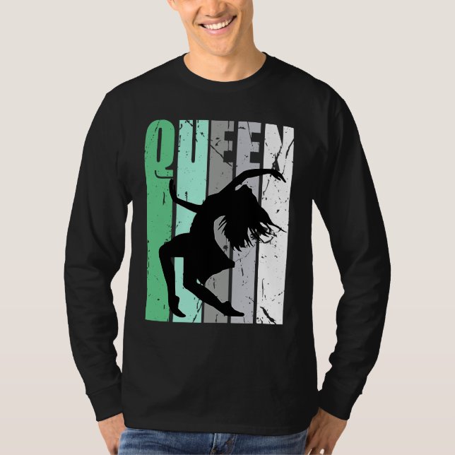 Girls Dance Queen Dancer Retro Graphic Motivate T-Shirt (Front)