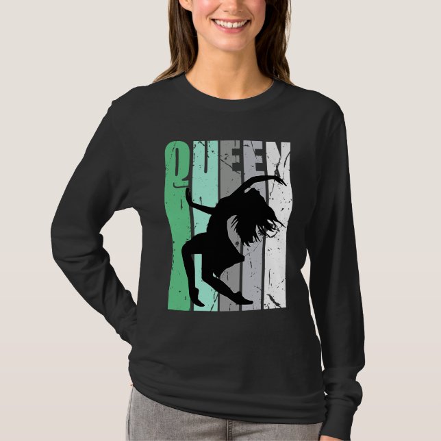 Girls Dance Queen Dancer Retro Graphic Motivate T-Shirt (Front)