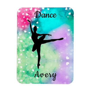Girls Dance Watercolor with Floating Hearts Magnet