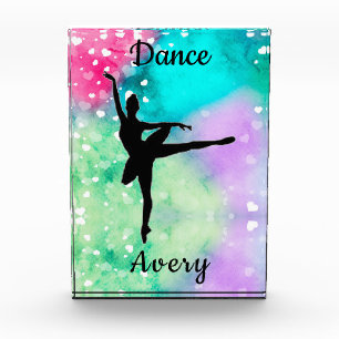Girls Dance Watercolor with Floating Hearts Photo Block