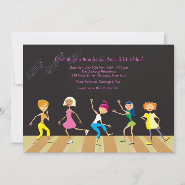 Girls Dancing Party Invitation (Front)