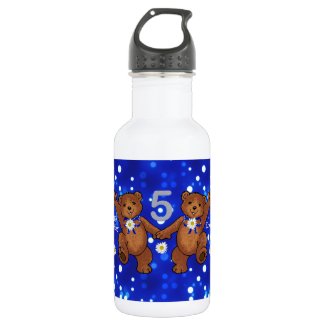 Girl's Dancing Teddy Bears 5th Birthday Stainless Steel Water Bottle