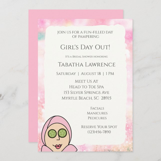 Girls Day Out Spa Invitation (Front/Back)