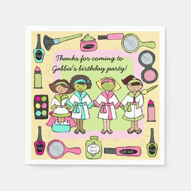 Girls Day Spa Birthday Paper Napkins (Front)