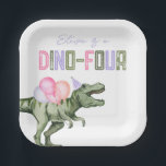 Girl's Dino Four Birthday Party Plates<br><div class="desc">Dinosaur Party Plates

Ready to be personalized by you!</div>