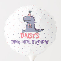 Girls Dino-Mite Birthday Party Balloon