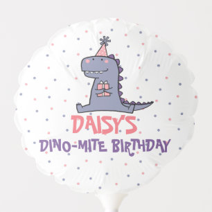 Girls Dino-Mite Birthday Party Balloon