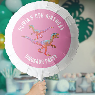 Girls Dinosaur Birthday Party Custom Pink Balloon