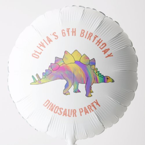 Girls Dinosaur Birthday Party Personalized  Balloon