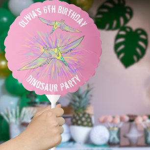 Girls Dinosaur Birthday Party Pterodactyl Pink  Balloon