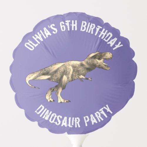 Girls Dinosaur Birthday Party Running T Rex Purple Balloon