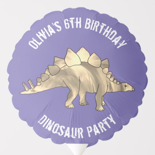 Girls Dinosaur Birthday Party Stegosaurus Purple   Balloon