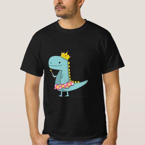 Girls Dinosaur Princess Art  T_Shirt