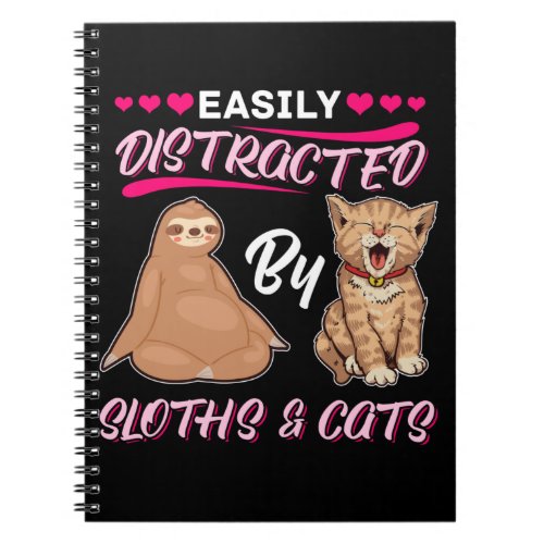 Girls Distracted By Sloths and Cats Notebook