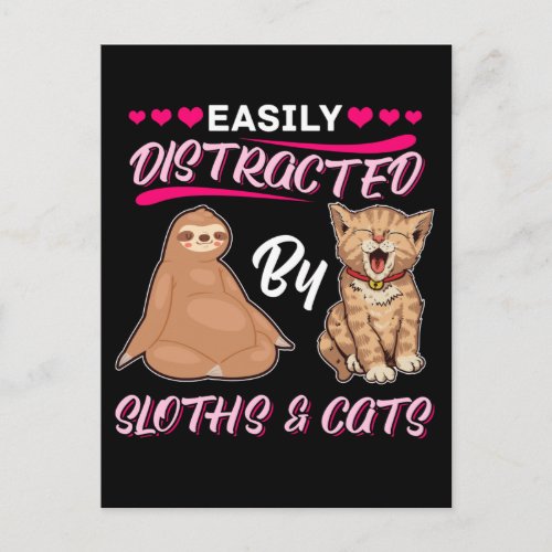 Girls Distracted By Sloths and Cats Postcard